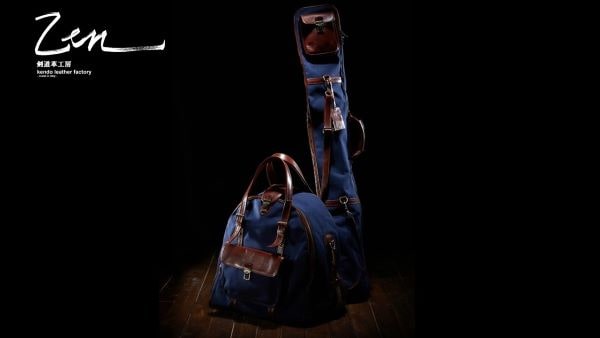 イタリア最高級革製防具袋（キャンバスブルー） 画像3枚目